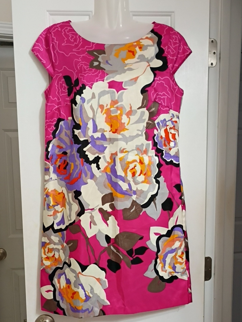 Tiana B. Hot Pink Floral Scoop-Neck Mini Dress